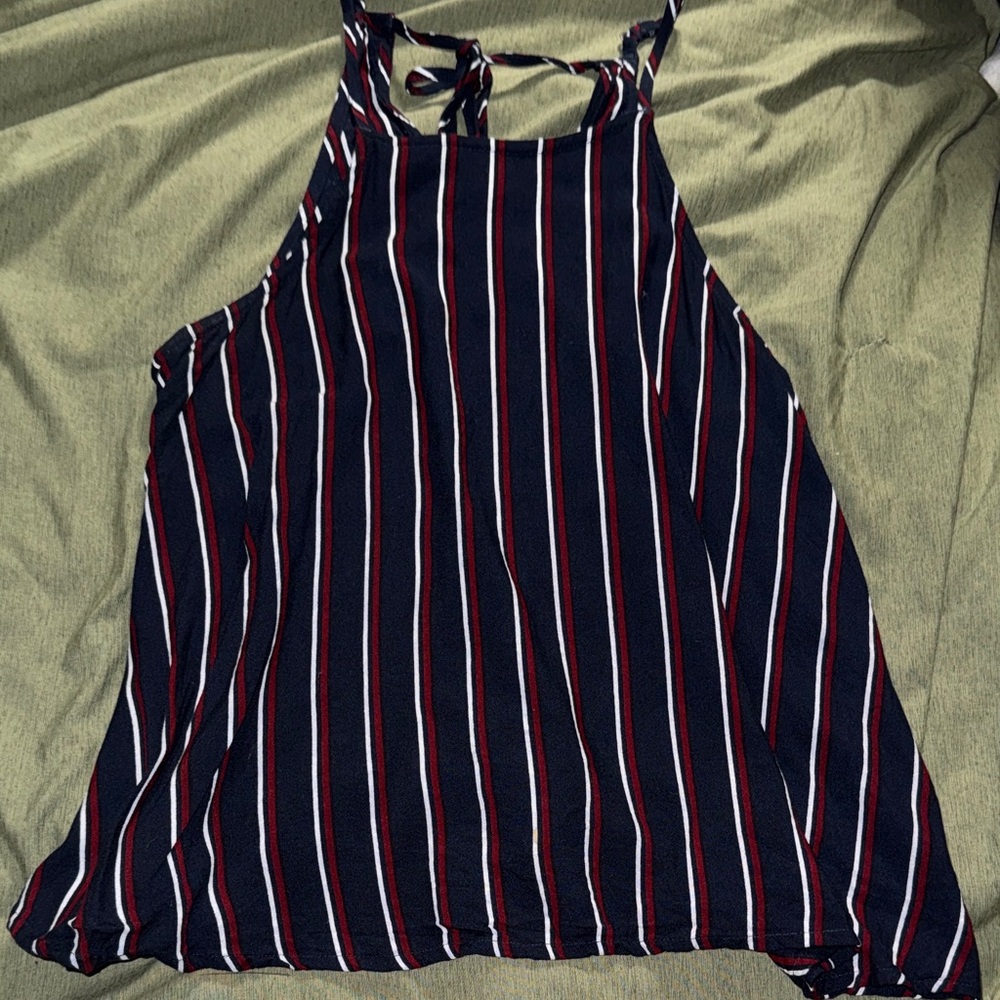 Hollister Navy and Red Striped Tank Top